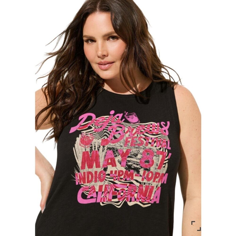 Torrid Deja Brews Classic Fit Slub Tank, Deep Black, 3X, NWT